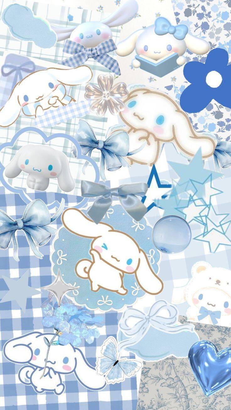 Papel de Parede Cinnamoroll com Estrelas e Laços para Celular/iPhone