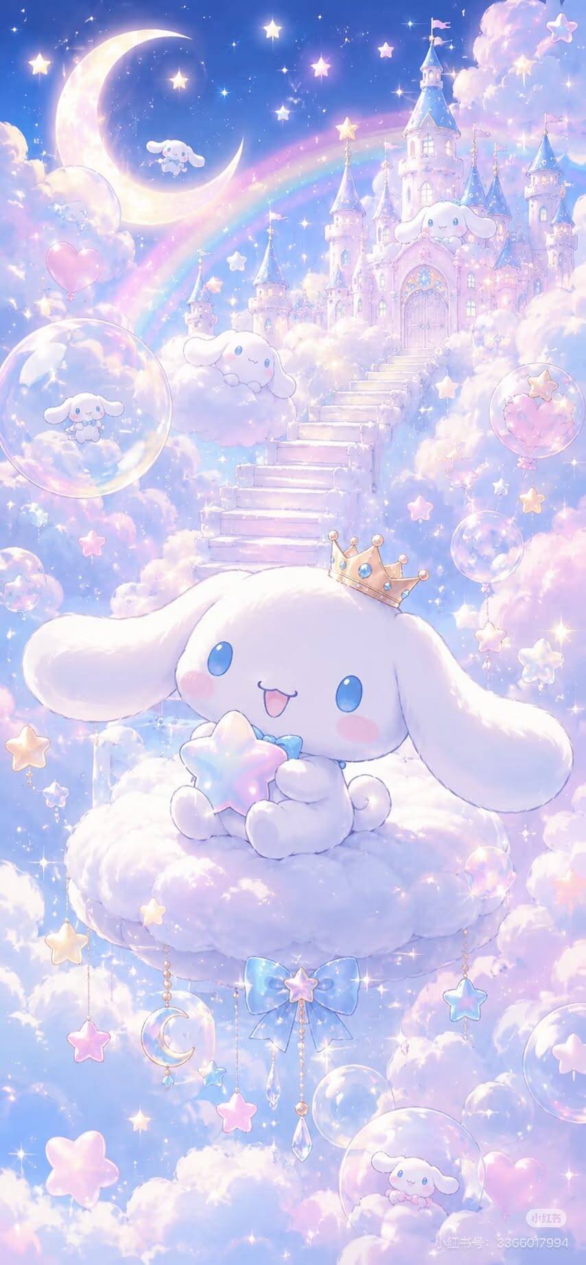Papel de Parede Cinnamoroll com Castelo nas Nuvens para Celular