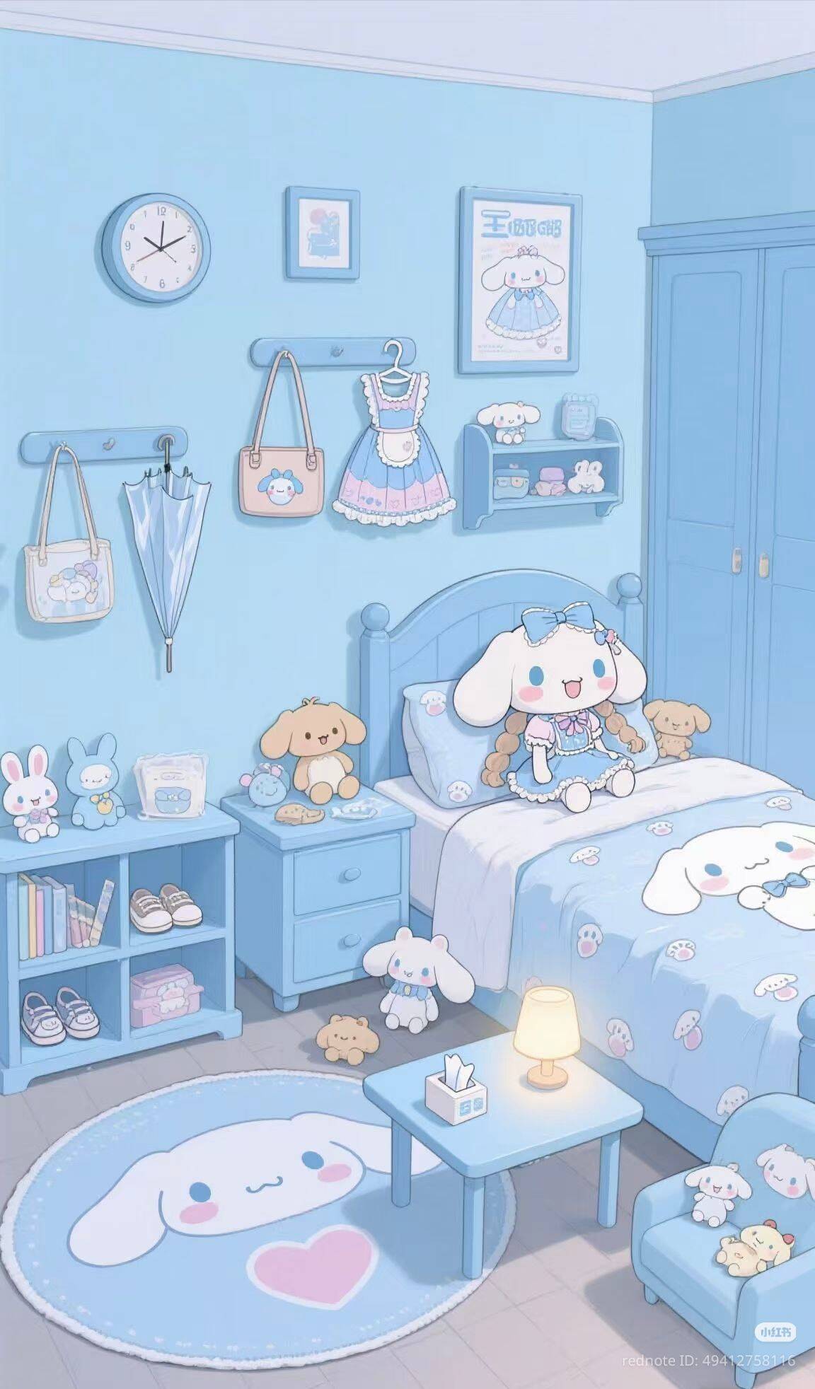 Fondo de pantalla de Cinnamoroll Blue Room para teléfono celular/iPhone