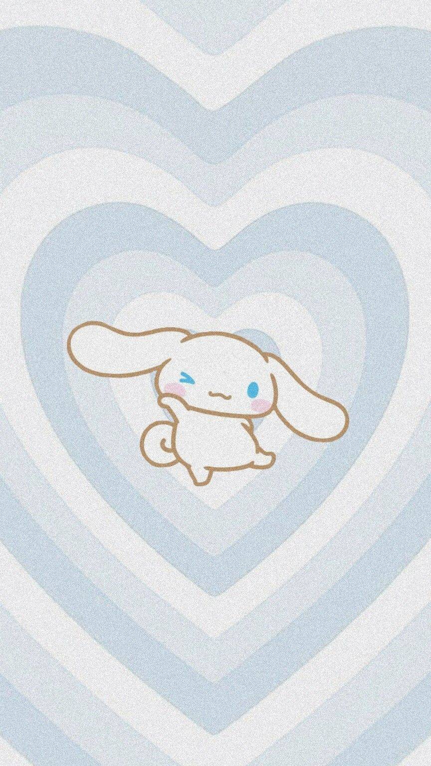 Papel de Parede Cinnamoroll com Coração Azul para Celular