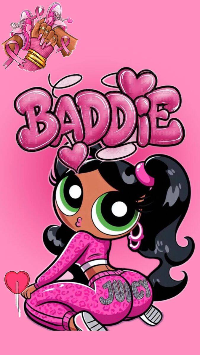 Papel de Parede Baddie Rosa Estilo Desenho para Celular