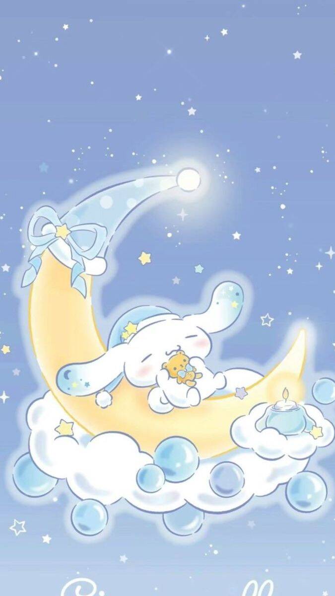 Papel de Parede Cinnamoroll Dormindo na Lua para Celular