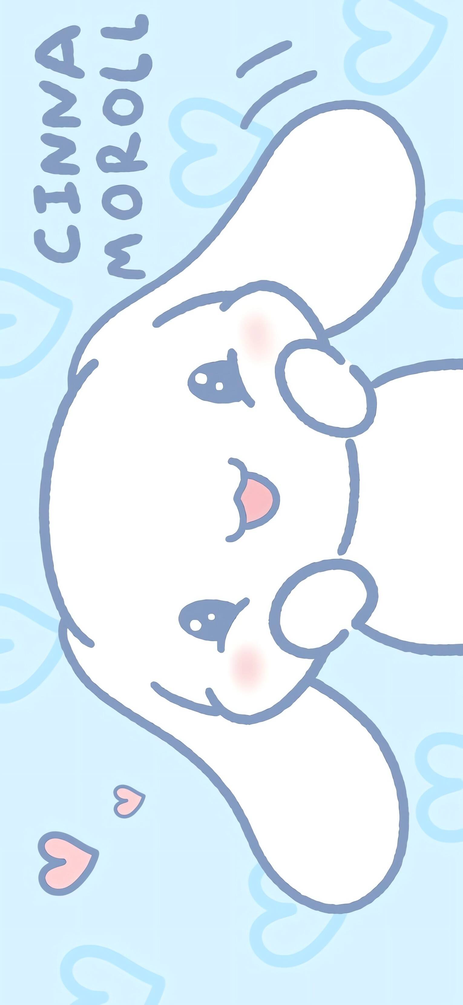 Papel de Parede Cinnamoroll com Corações Azuis para Celular