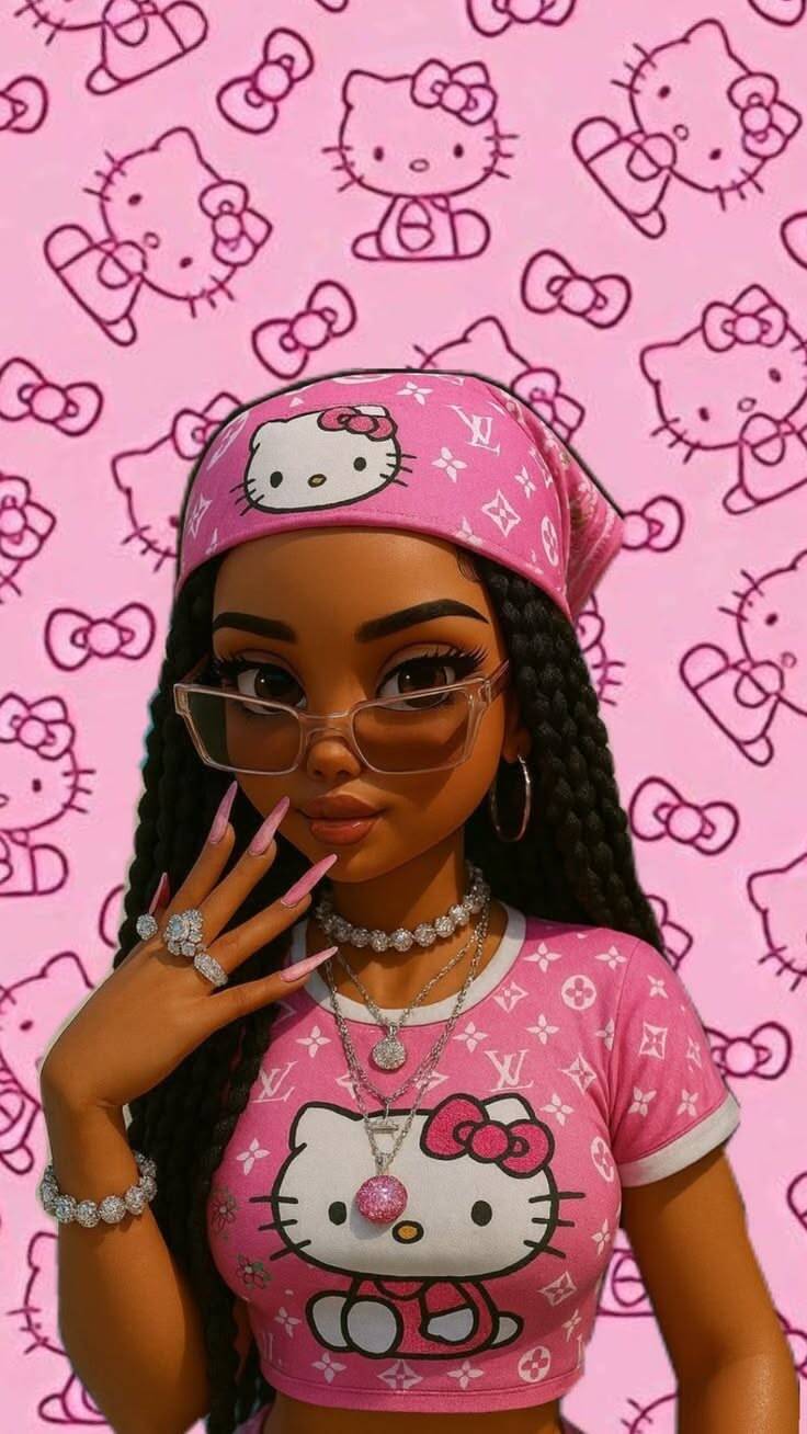 Papel de Parede Baddie Hello Kitty Rosa para Celular/iPhone