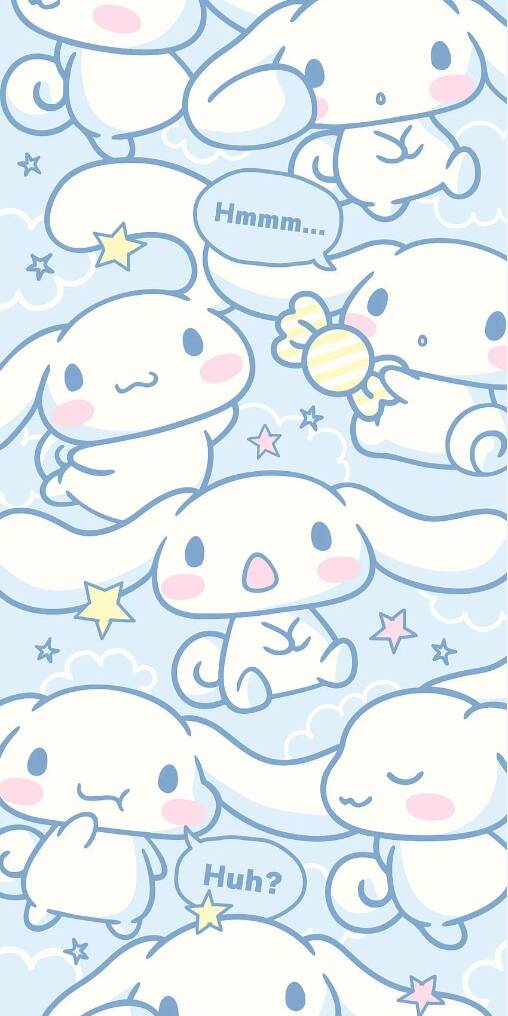 Papel de Parede Cinnamoroll Azul com Estrelas para Celular