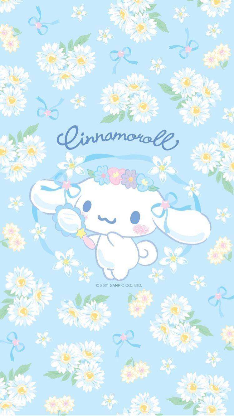 Papel de Parede Cinnamoroll com Flores para Celular/iPhone 4k