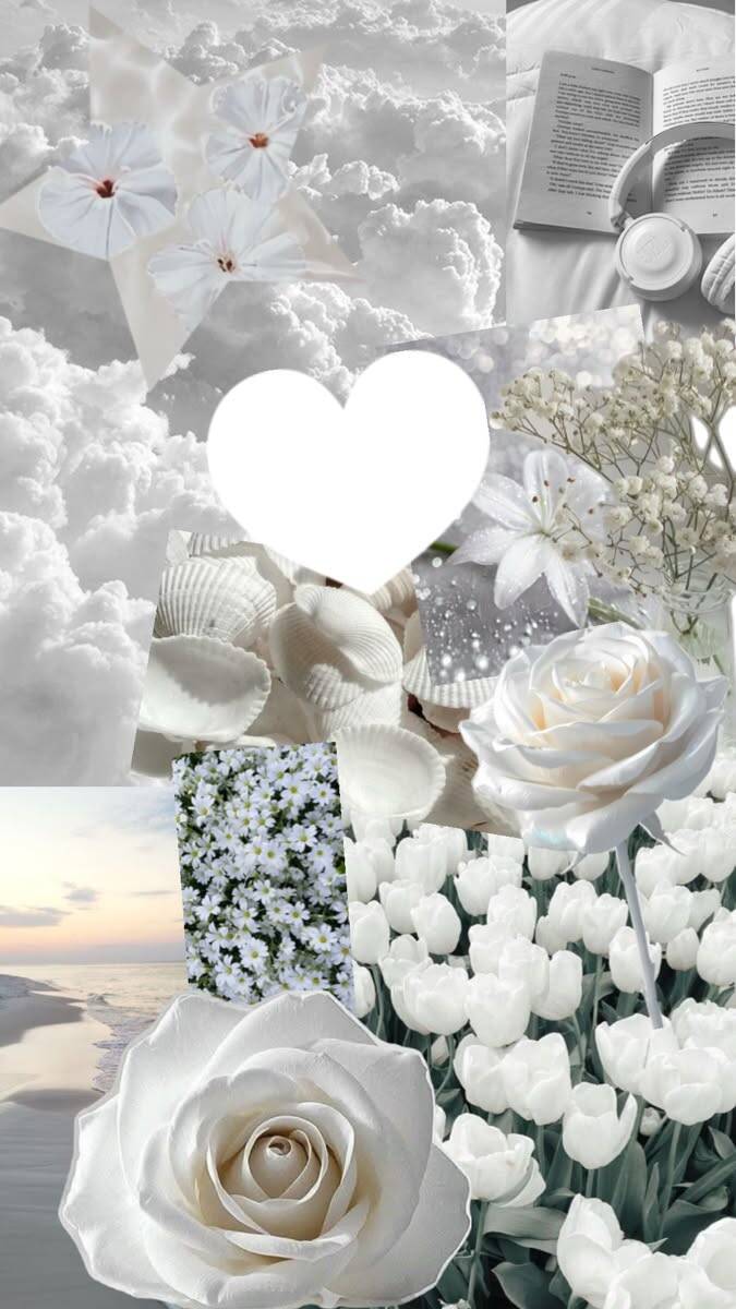 Fondo de Pantalla Blanco con Flores y Nubes para Celular/iPhone 4K