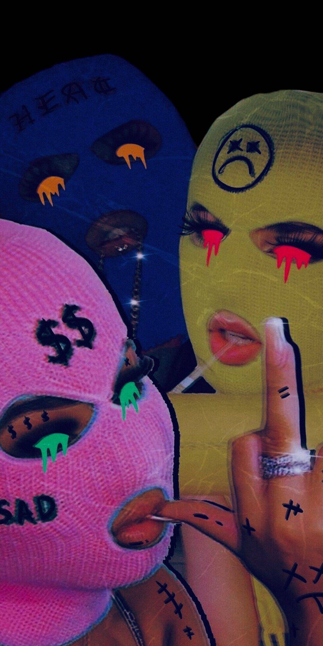 Papel de Parede Baddie com Máscaras Coloridas para Celular/iPhone 4K