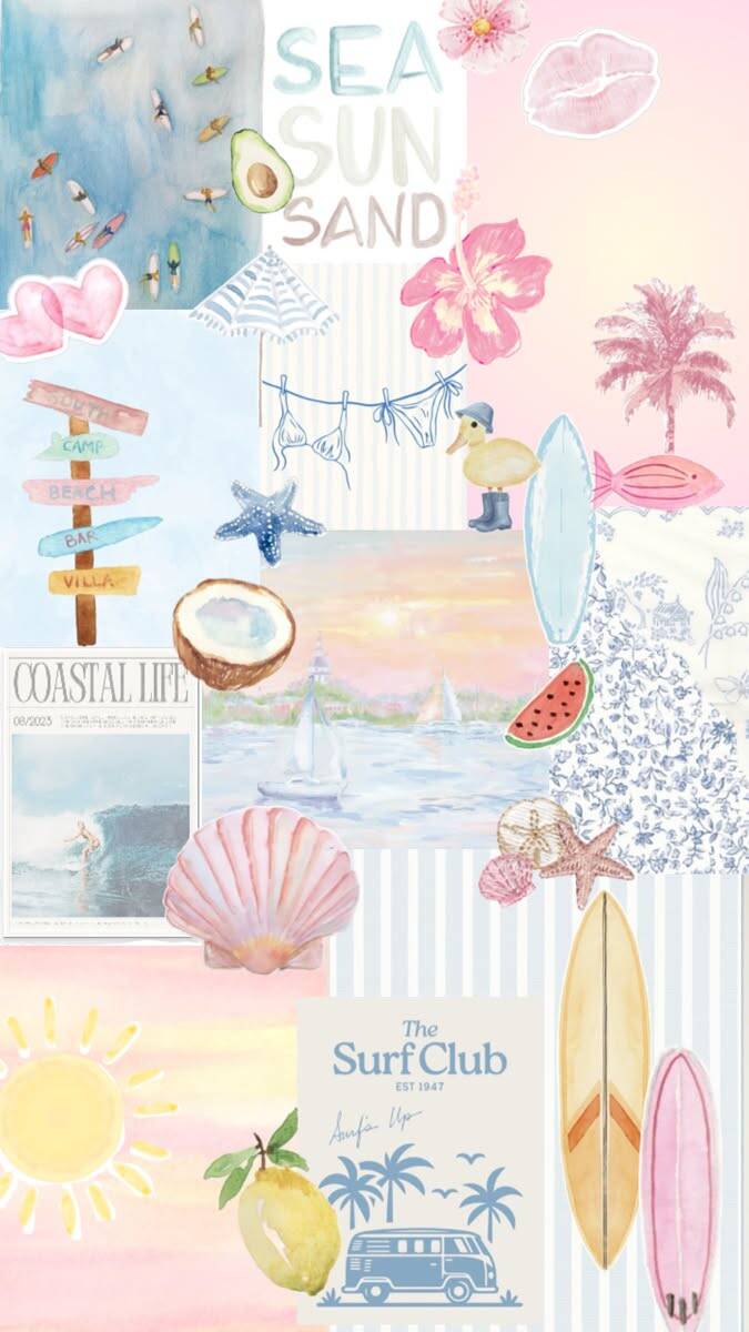 Papel de Parede de Verão com Praia, Sol e Elementos Tropicais para Celular/iPhone 4K