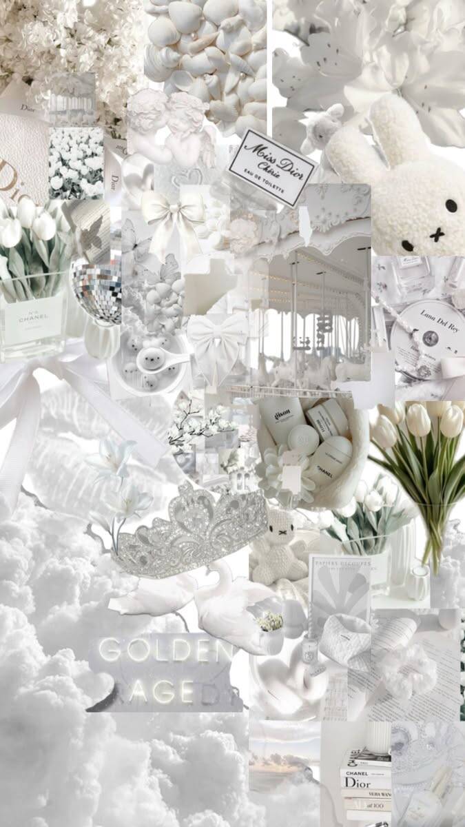 Fondo de Pantalla Blanco Aesthetic con Flores y Nubes para Móvil/iPhone 4K