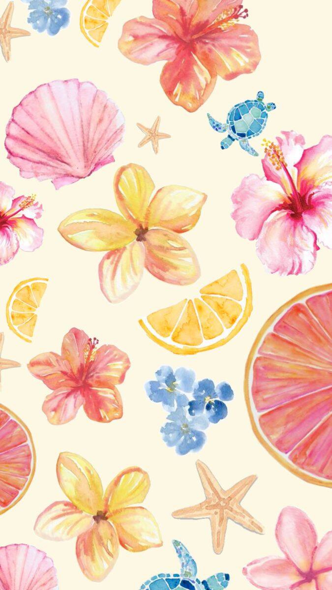 Fondo de Pantalla de Verano con Flores y Frutas para Móvil/iPhone 4K