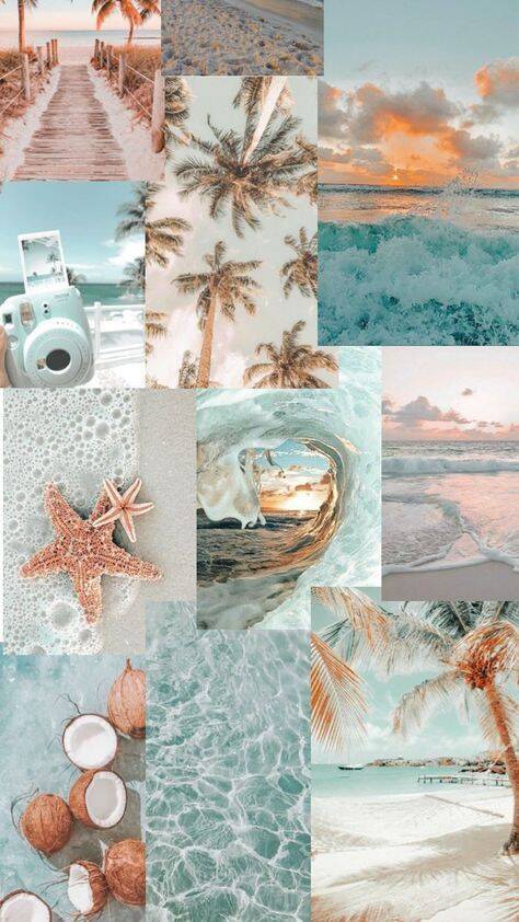 Papel de Parede de Verão com Praia, Palmeiras e Céu Azul para Celular/iPhone 4K
