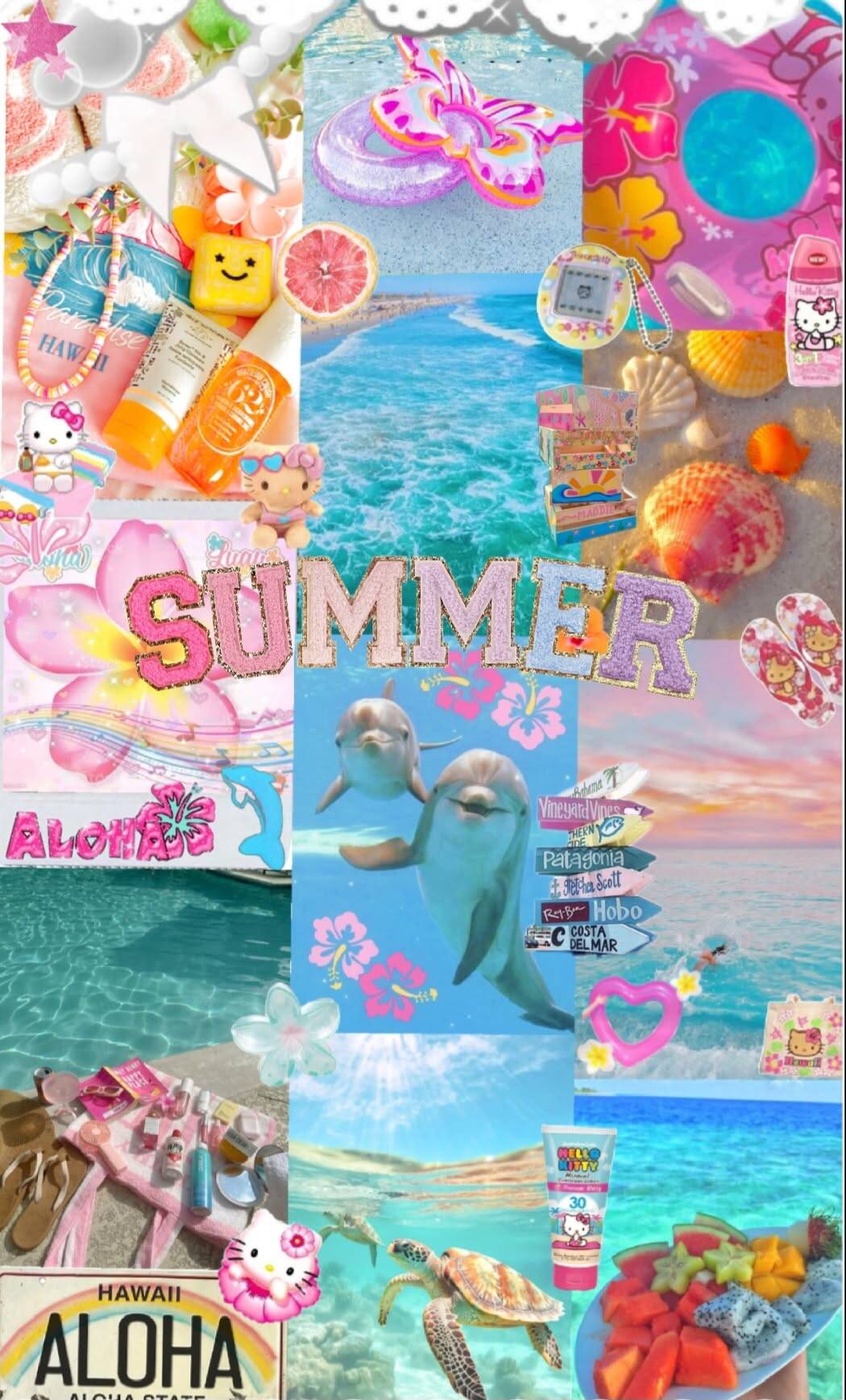 Colorful Summer Wallpaper with Dolphins and Beach for Mobile/iPhone 4K