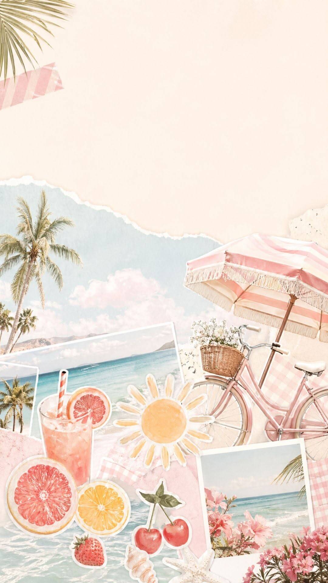 Papel de Parede de Verão com Bicicleta e Frutas para Celular/iPhone 4K