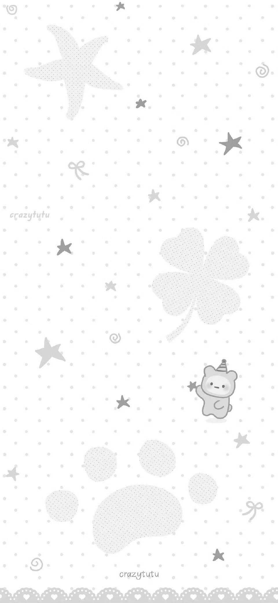 Papel de Parede Branco com Estrelas e Ursinho para Celular/iPhone 4K