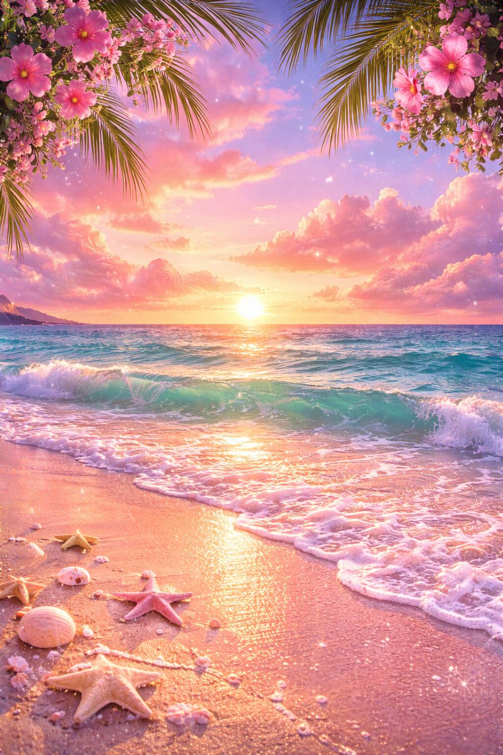 Papel de Parede de Verão com Pôr do Sol e Praia para Celular/iPhone 4K