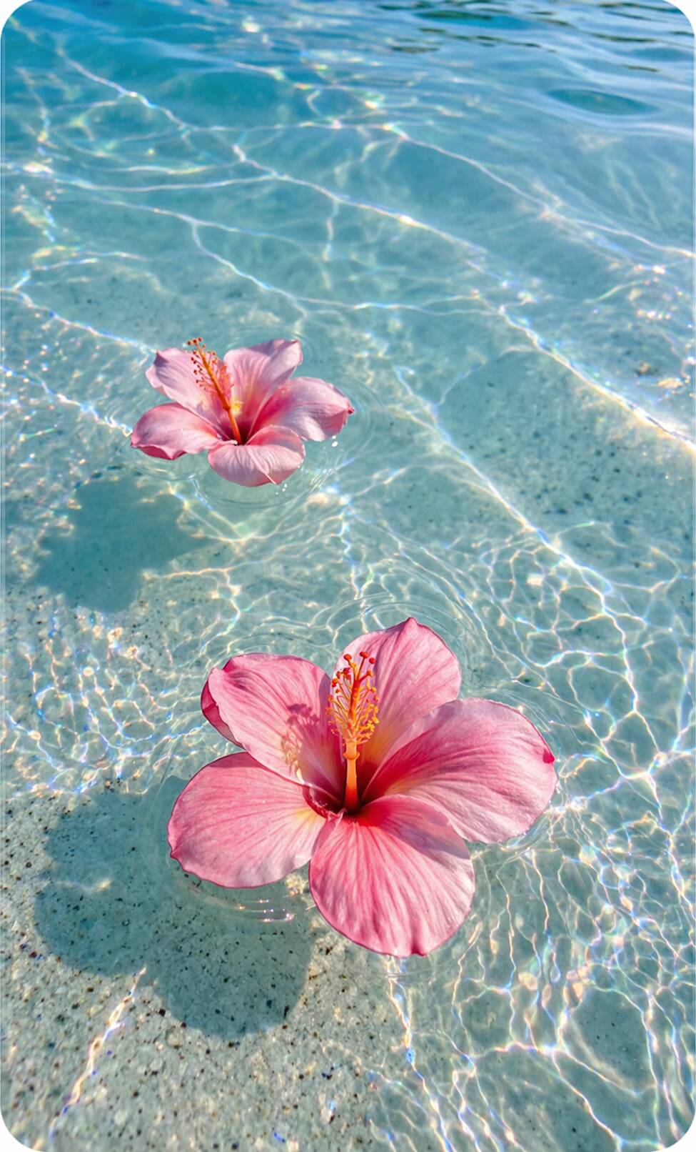 Papel de Parede de Verão com Flores de Hibisco na Água para Celular/iPhone 4K