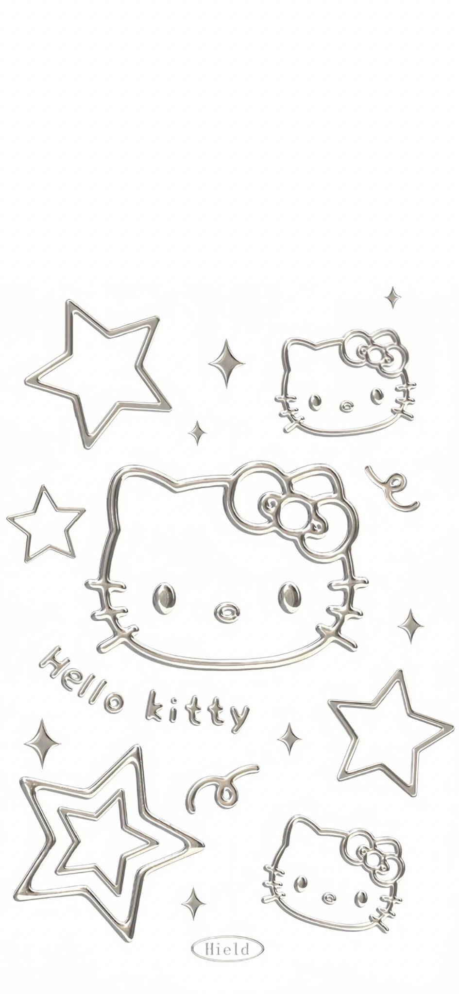 Papel de Parede Branco com Hello Kitty e Estrelas para Celular/iPhone 4K
