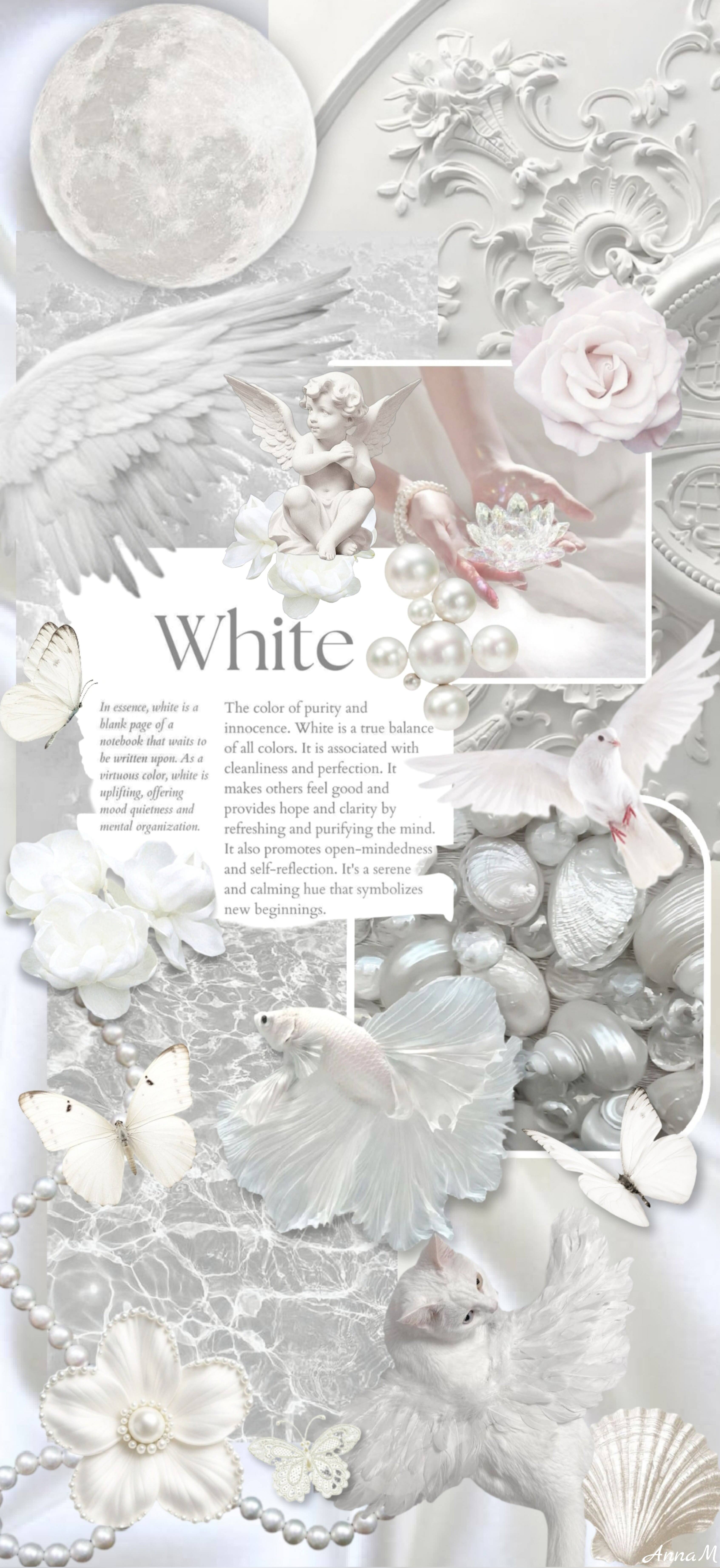 Papel de Parede Branco Aesthetic com Anjos e Flores para Celular/iPhone 4K