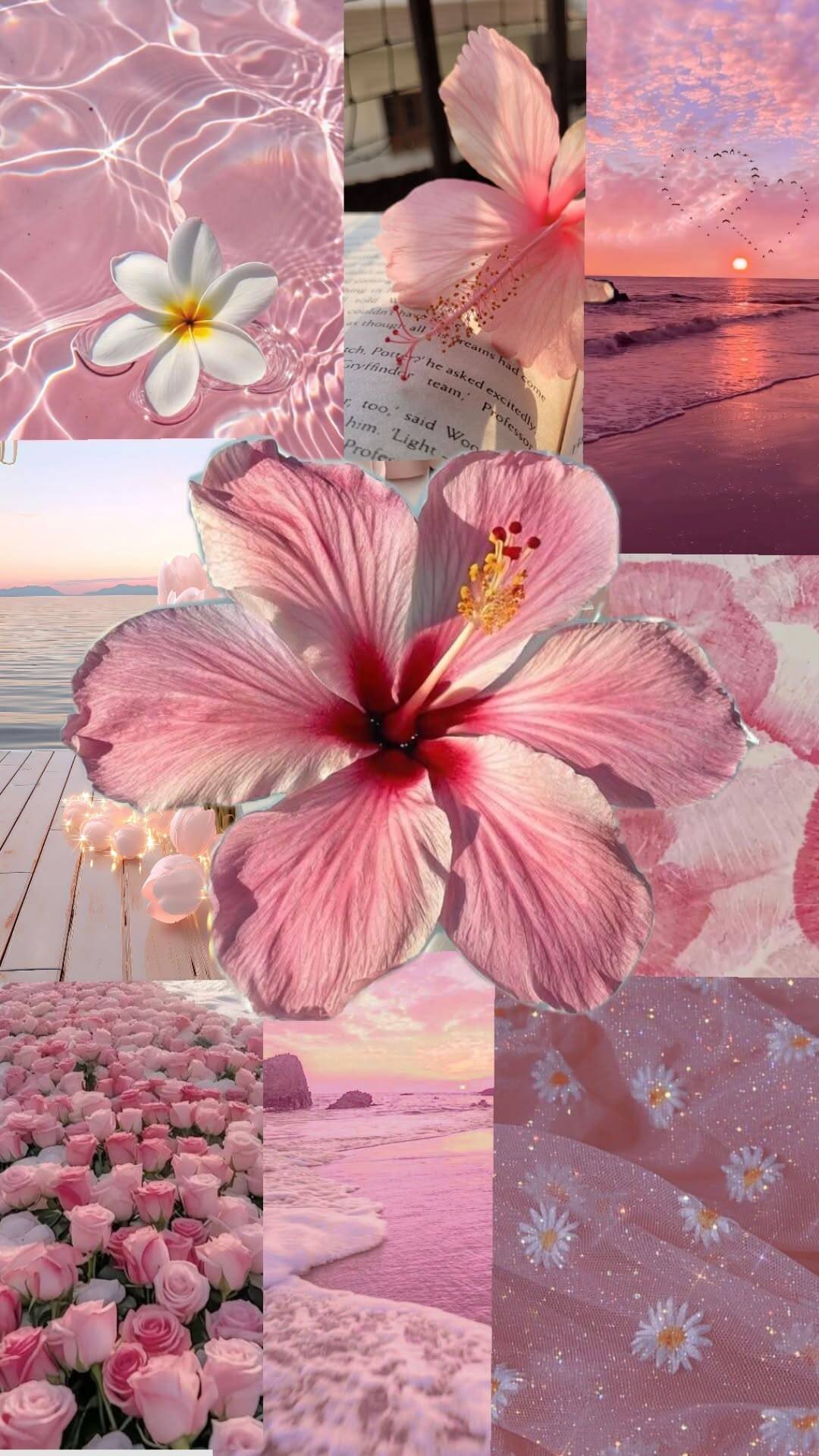 Papel de Parede de Verão com Flores e Pôr do Sol para Celular/iPhone 4K