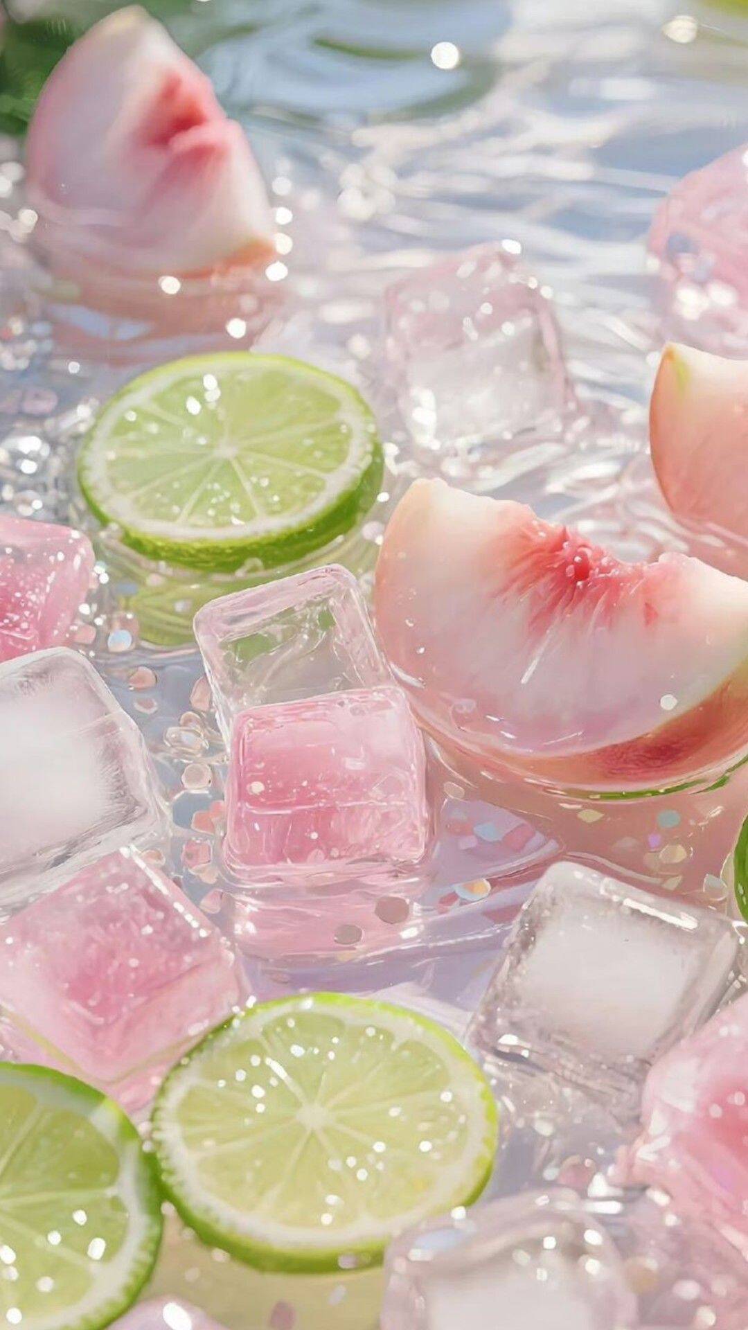 Papel de Parede de Verão com Frutas e Gelo para Celular/iPhone 4K