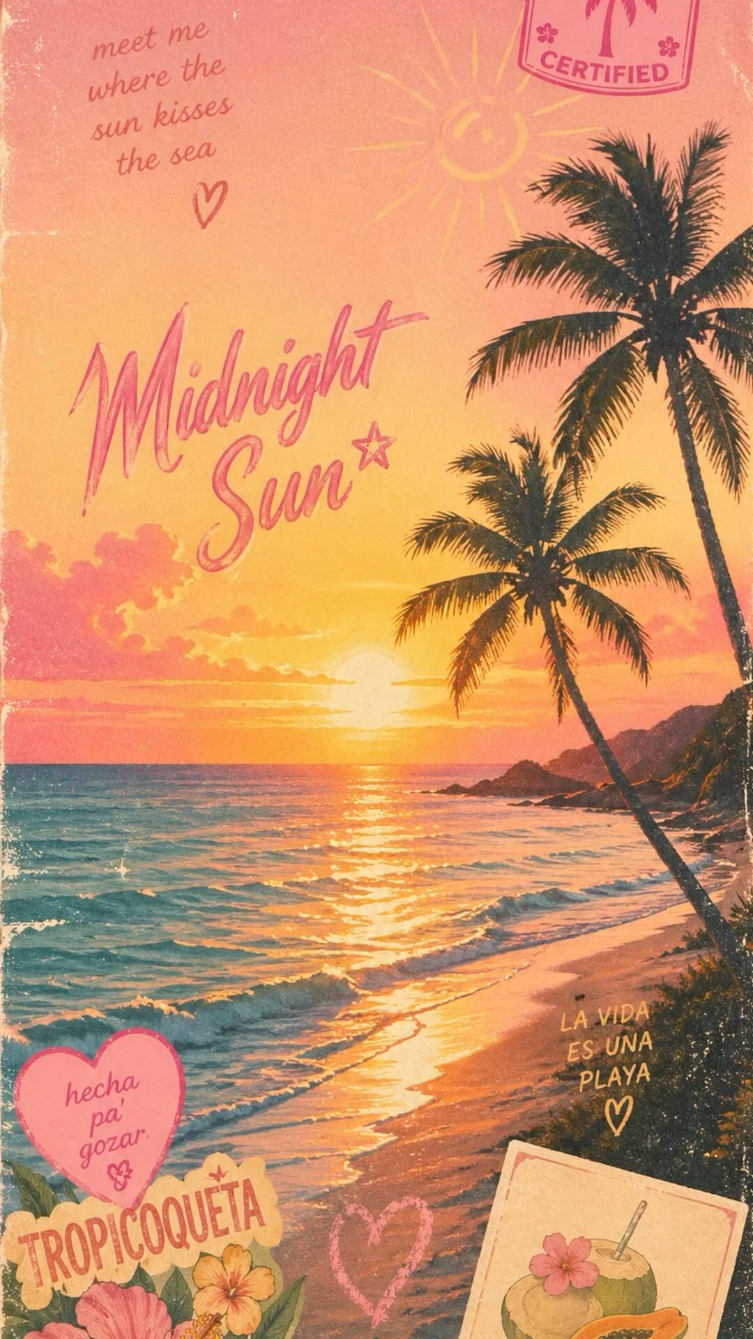 Papel de Parede de Verão com Pôr do Sol e Palmeiras para Celular/iPhone 4K