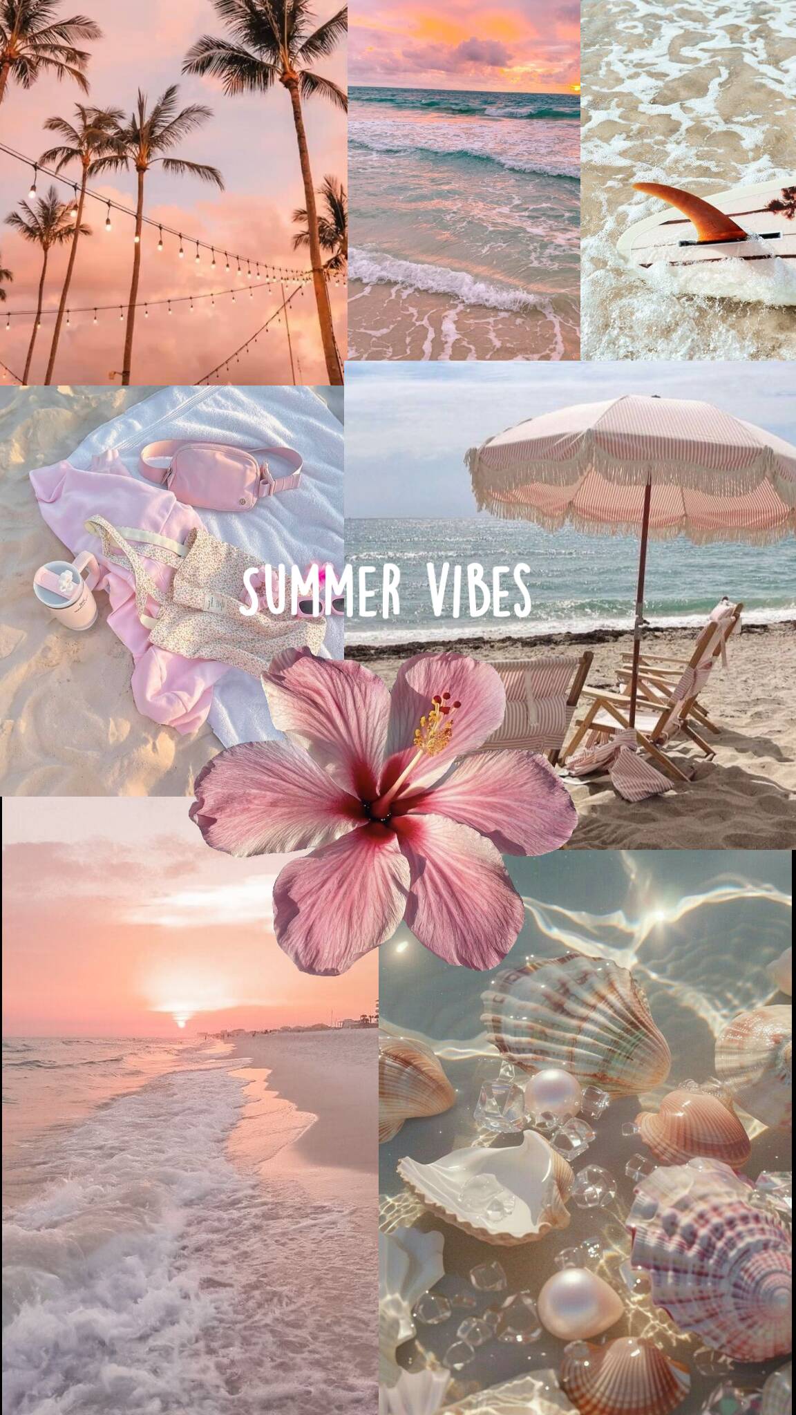 Papel de Parede de Verão com Vibes de Praia e Flores para Celular/iPhone 4K