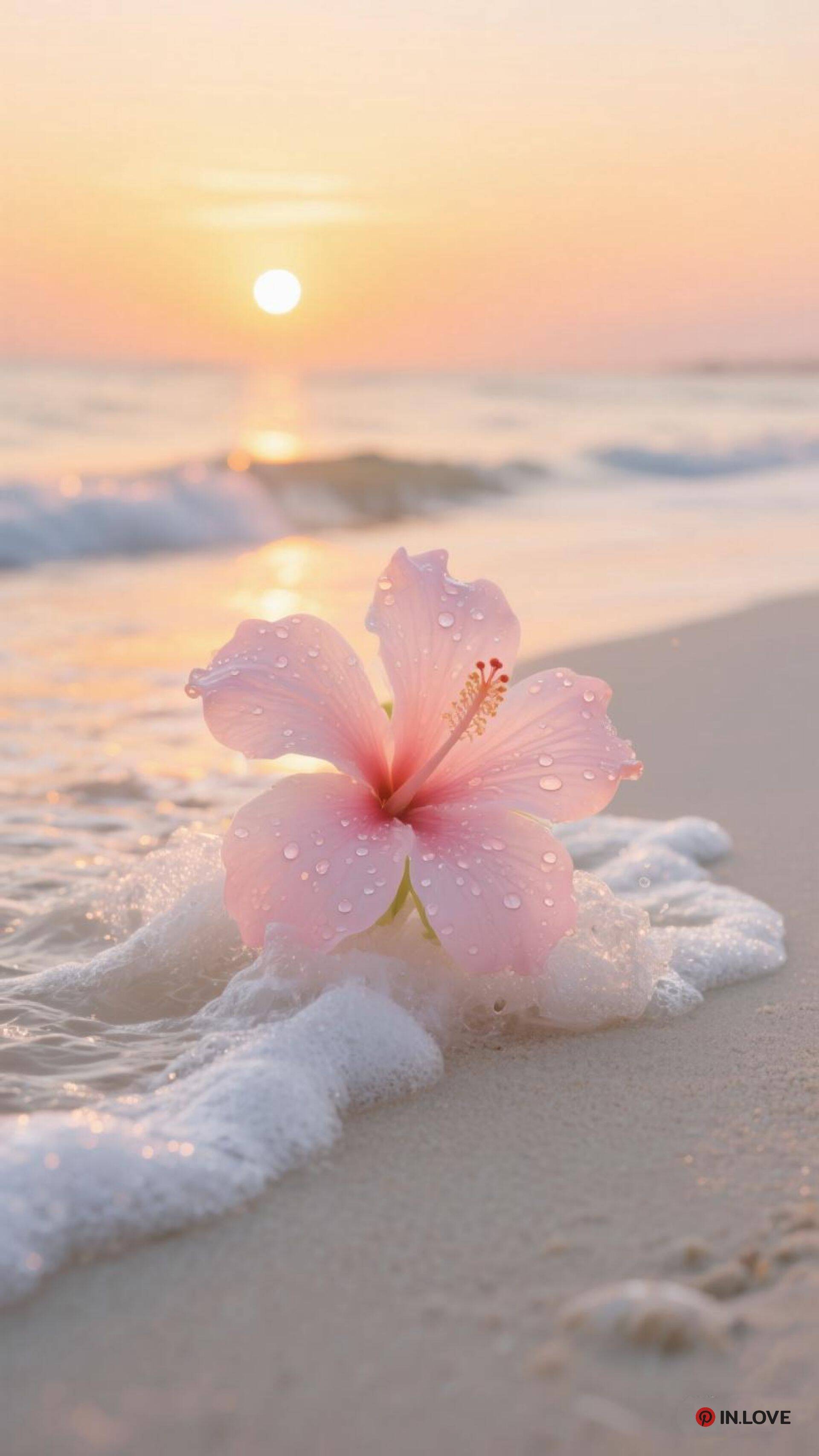 Papel de Parede de Verão com Flor e Pôr do Sol para Celular/iPhone 4K