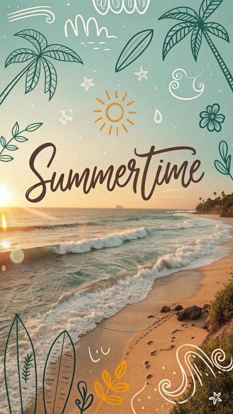 Papel de Parede de Verão com Praia e Pôr do Sol para Celular/iPhone 4K