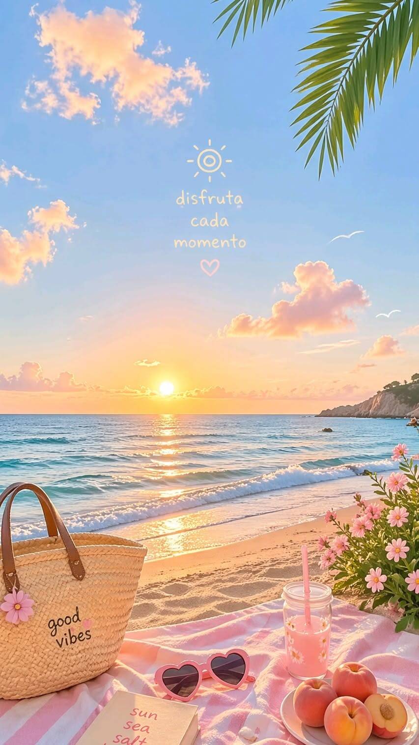 Papel de Parede de Verão com Praia e Pôr do Sol para Celular/iPhone 4K