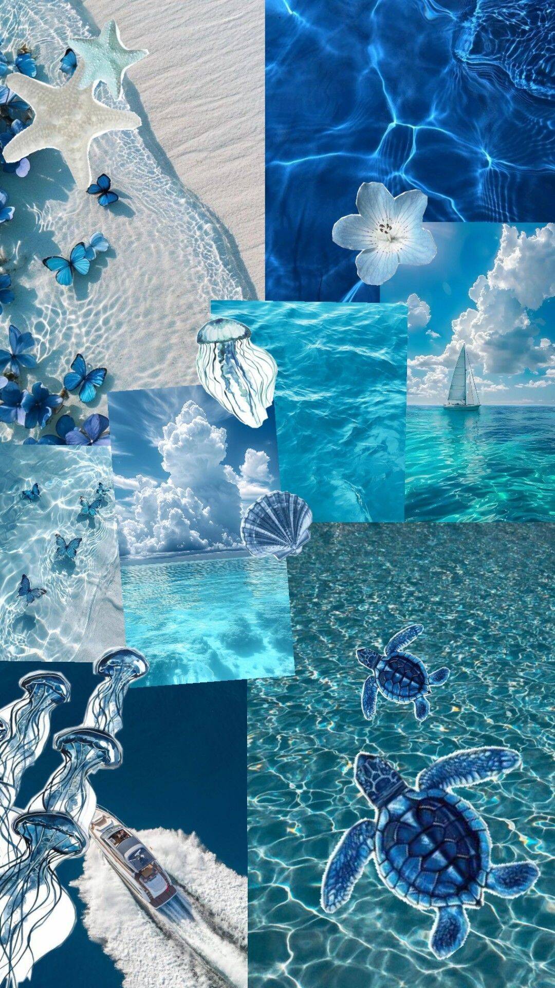 Papel de Parede de Verão com Tartarugas e Água Azul para Celular/iPhone 4K
