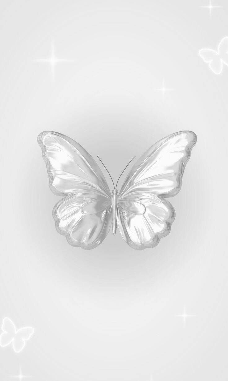 Papel de Parede Branco com Borboleta Brilhante para Celular/iPhone 4K