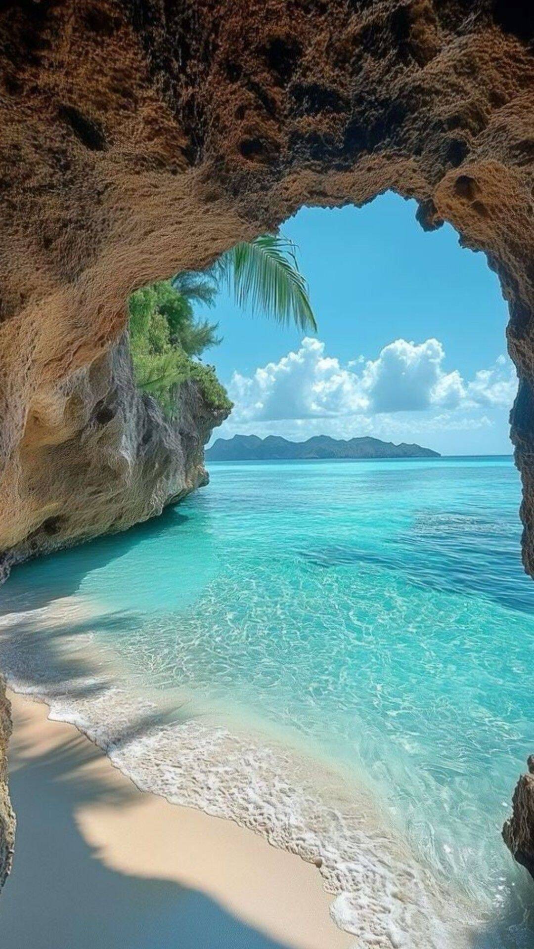 Papel de Parede de Verão com Praia e Céu Azul para Celular/iPhone 4K