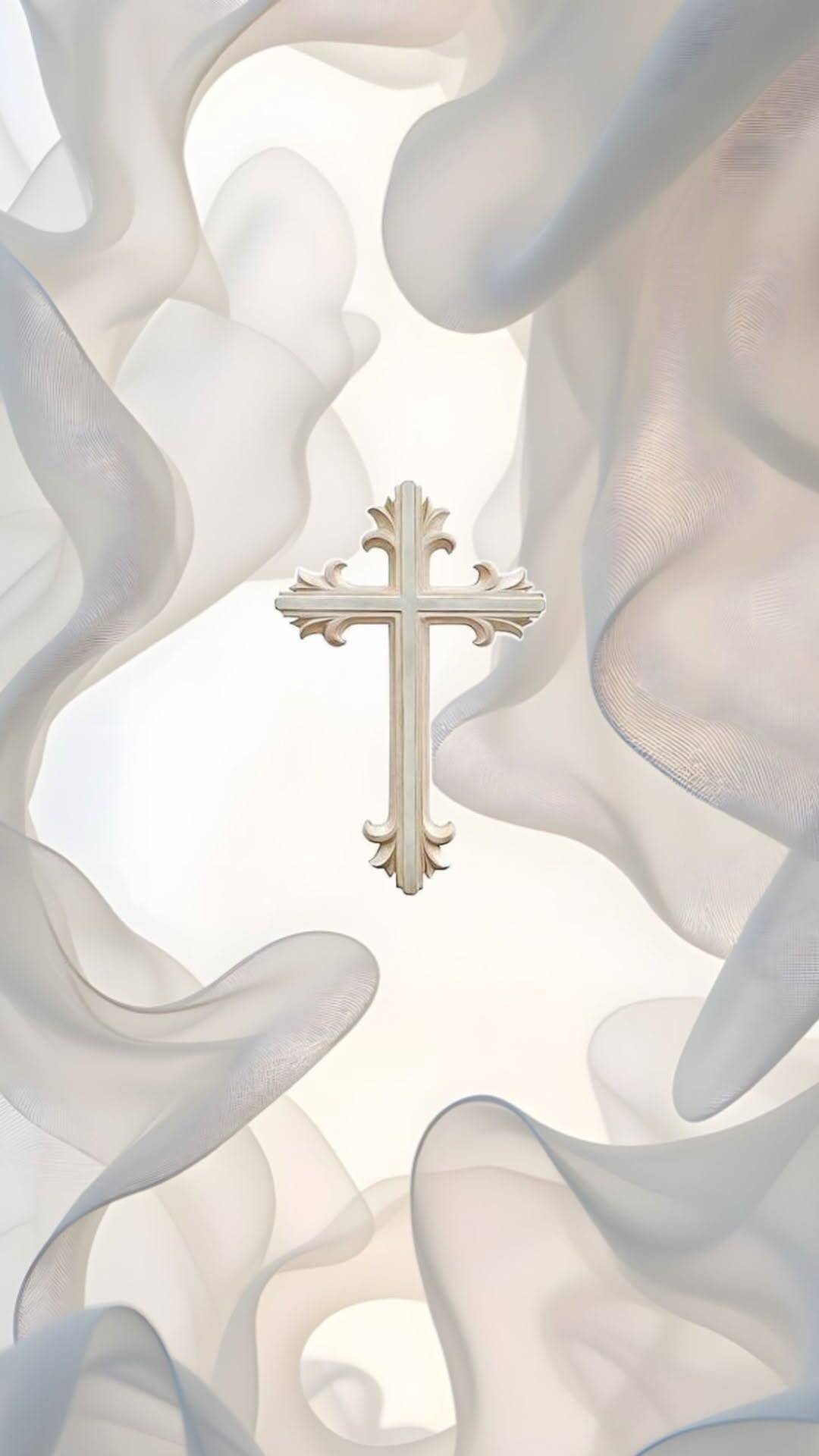 Papel de Parede Branco com Cruz Elegante para Celular/iPhone 4K