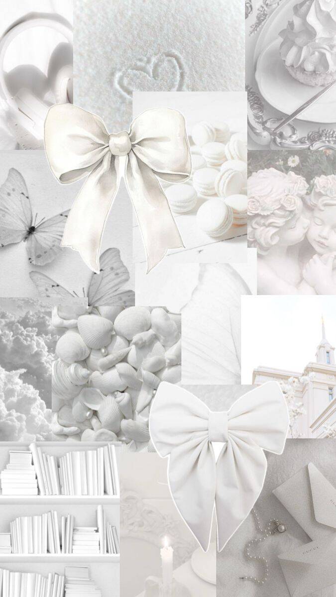 Papel de Parede Branco com Laços Elegantes para Celular/iPhone 4K