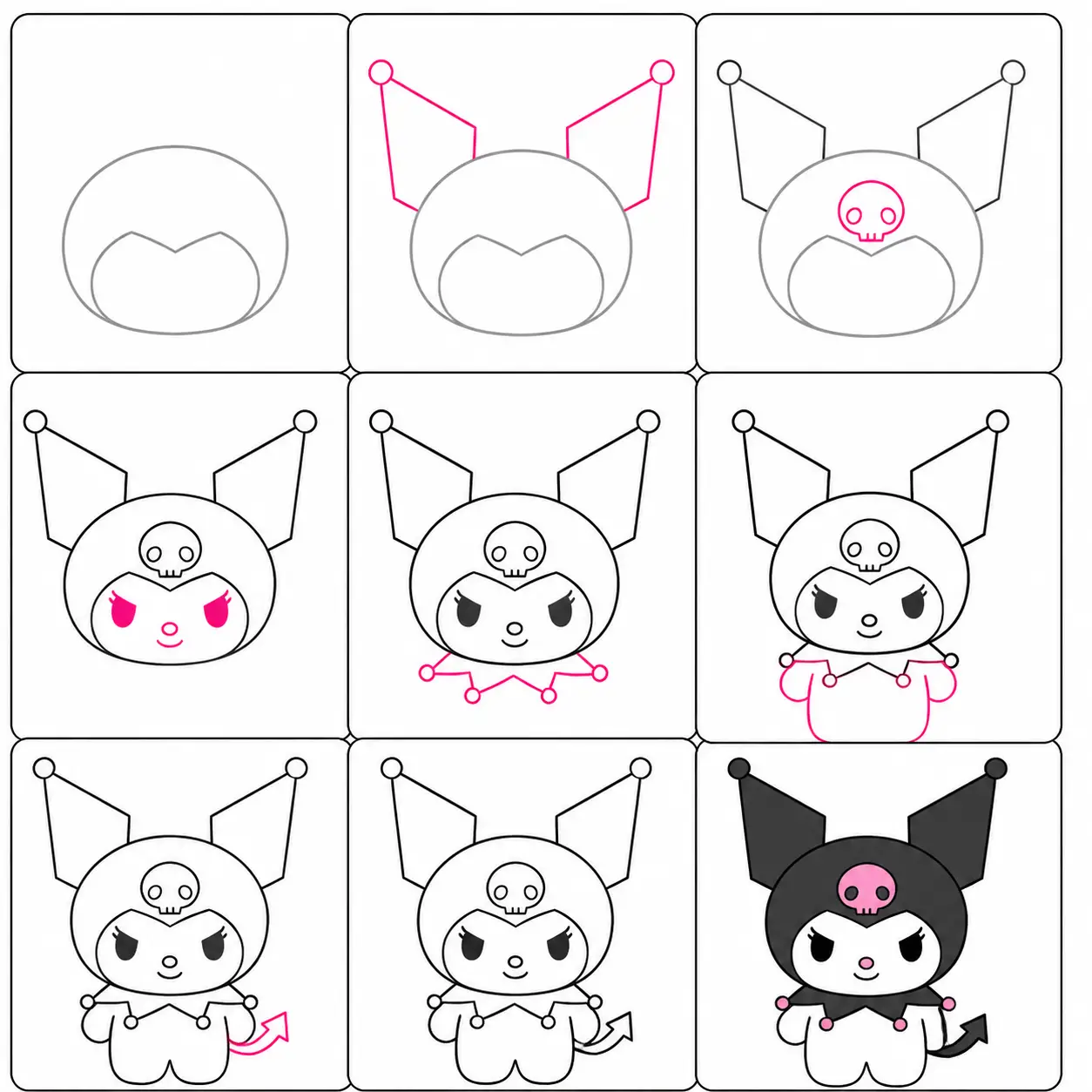 Como Desenhar a Kuromi Passo a Passo
