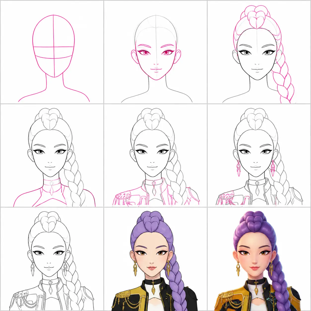 Como Desenhar a Rumi das Kpop Demon Hunters Passo a Passo