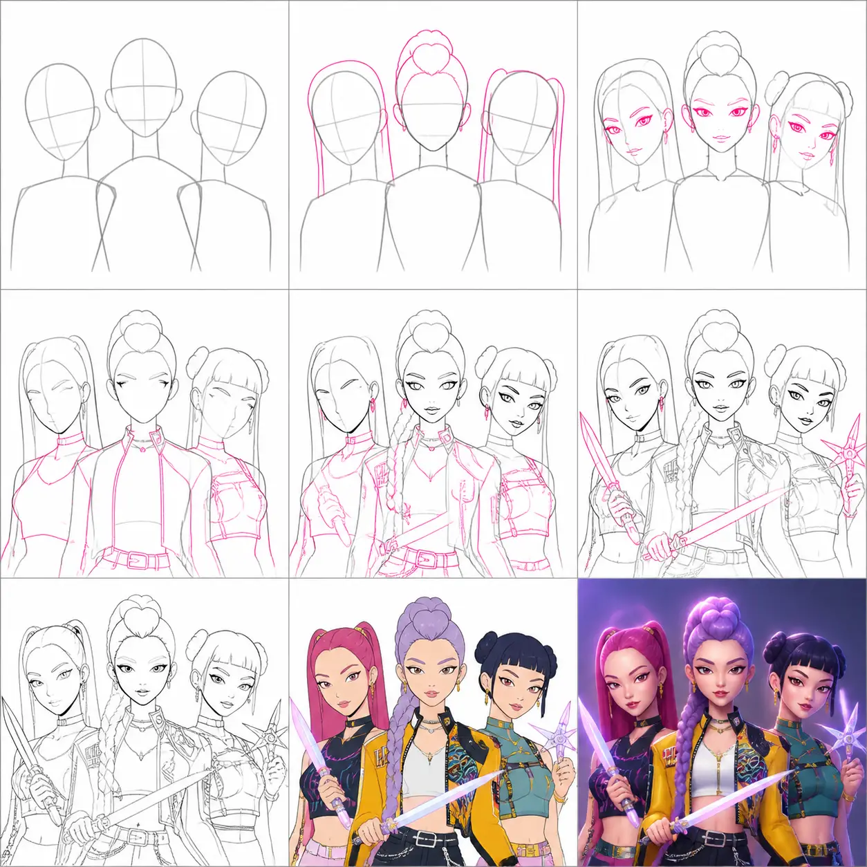Como Desenhar Kpop Demon Hunters Passo a Passo