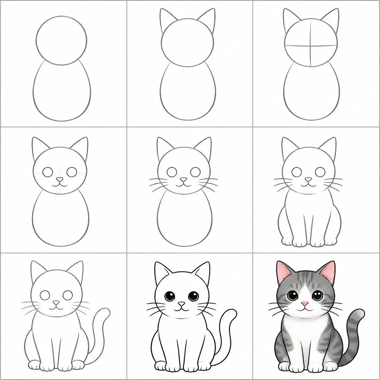 Como Desenhar um Gato Passo a Passo