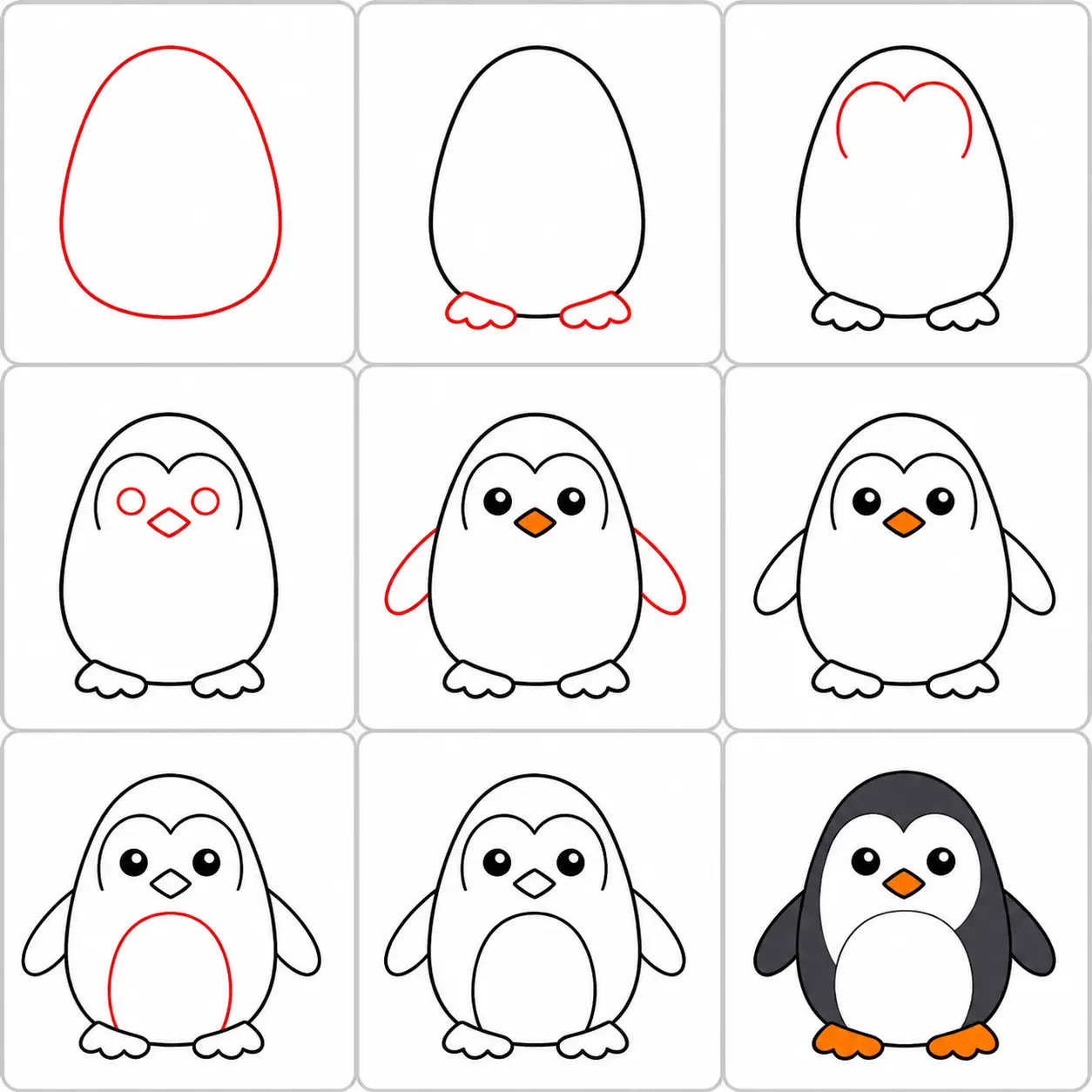 Como Desenhar um Pinguim Passo a Passo