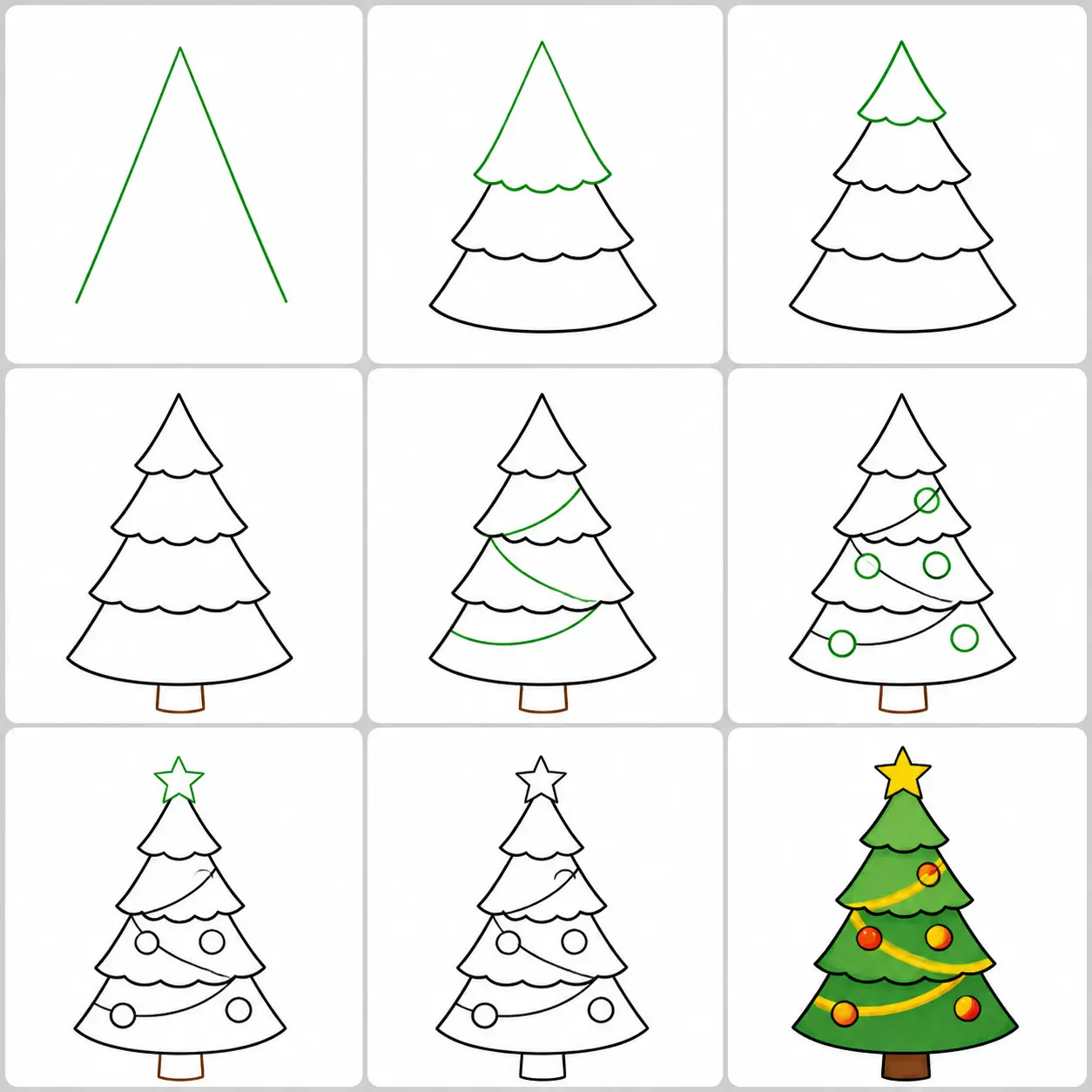 Como Desenhar uma Árvore de Natal Passo a Passo