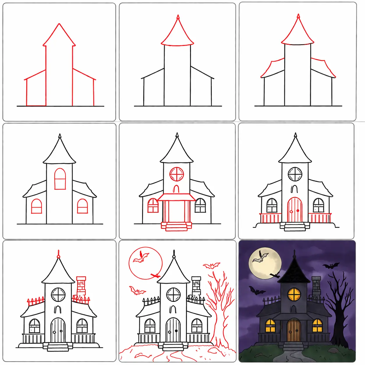 Como Desenhar uma Casa Assombrada Passo a Passo