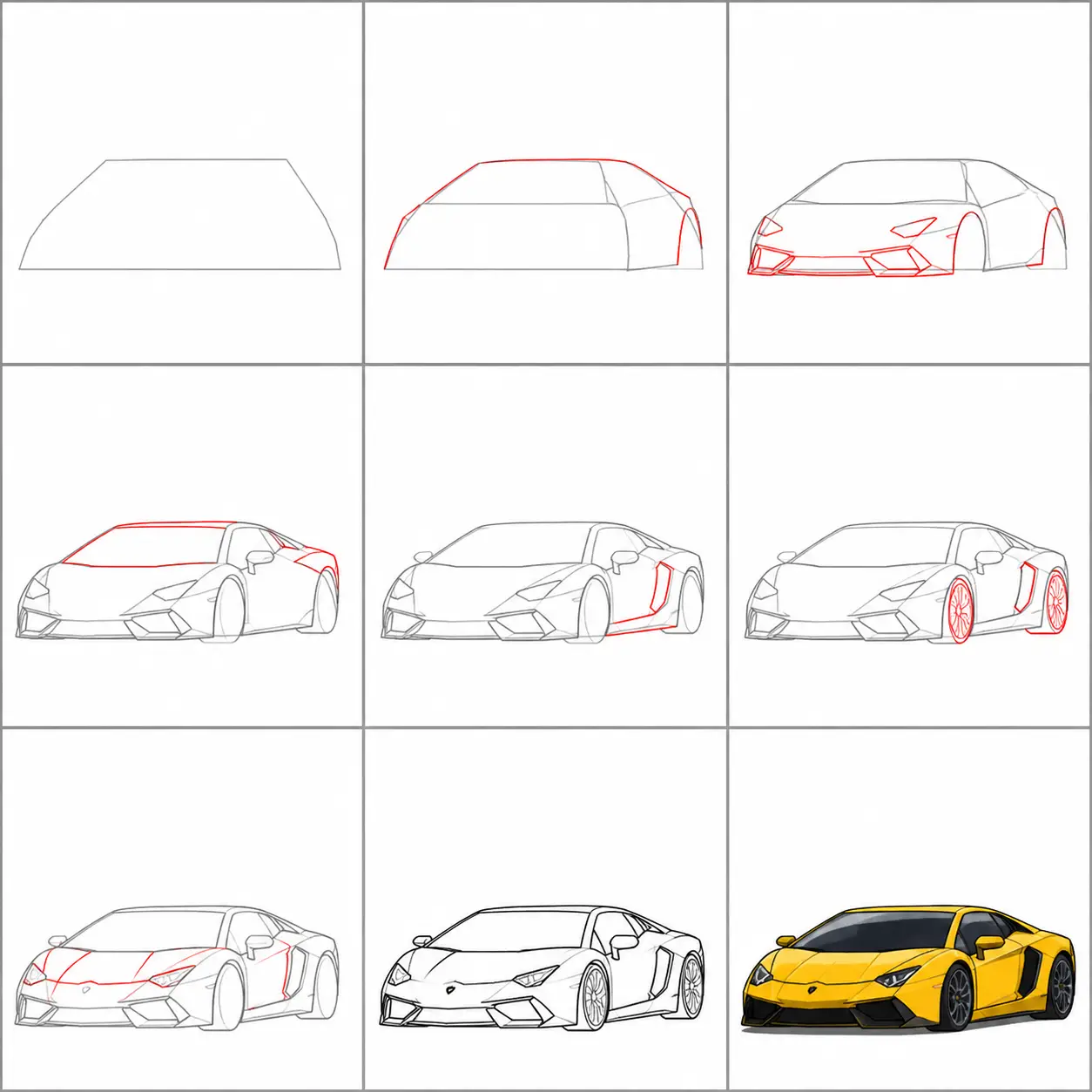 Como Desenhar uma Lamborghini Passo a Passo