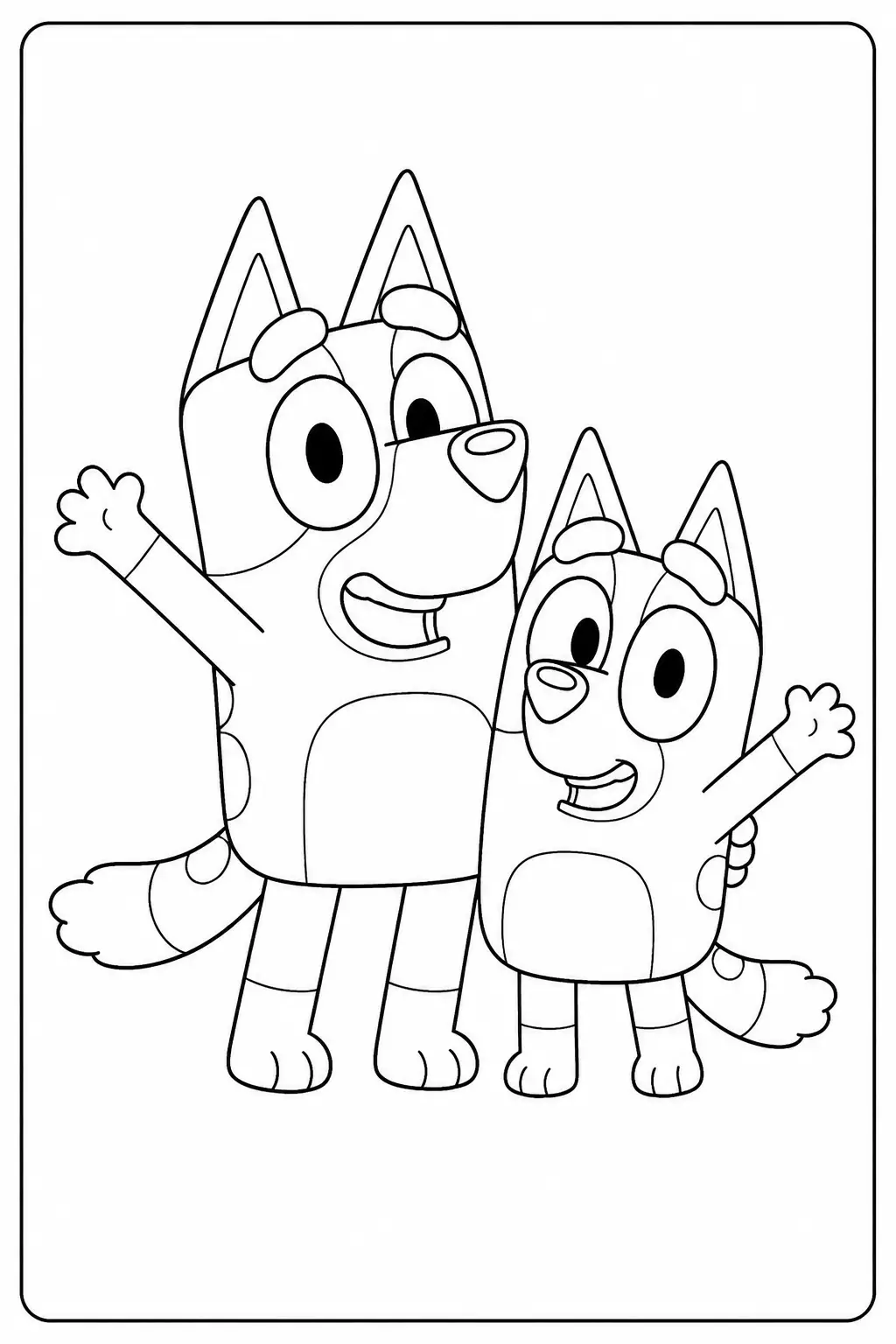 Desenho de Bluey e Bingo para Colorir