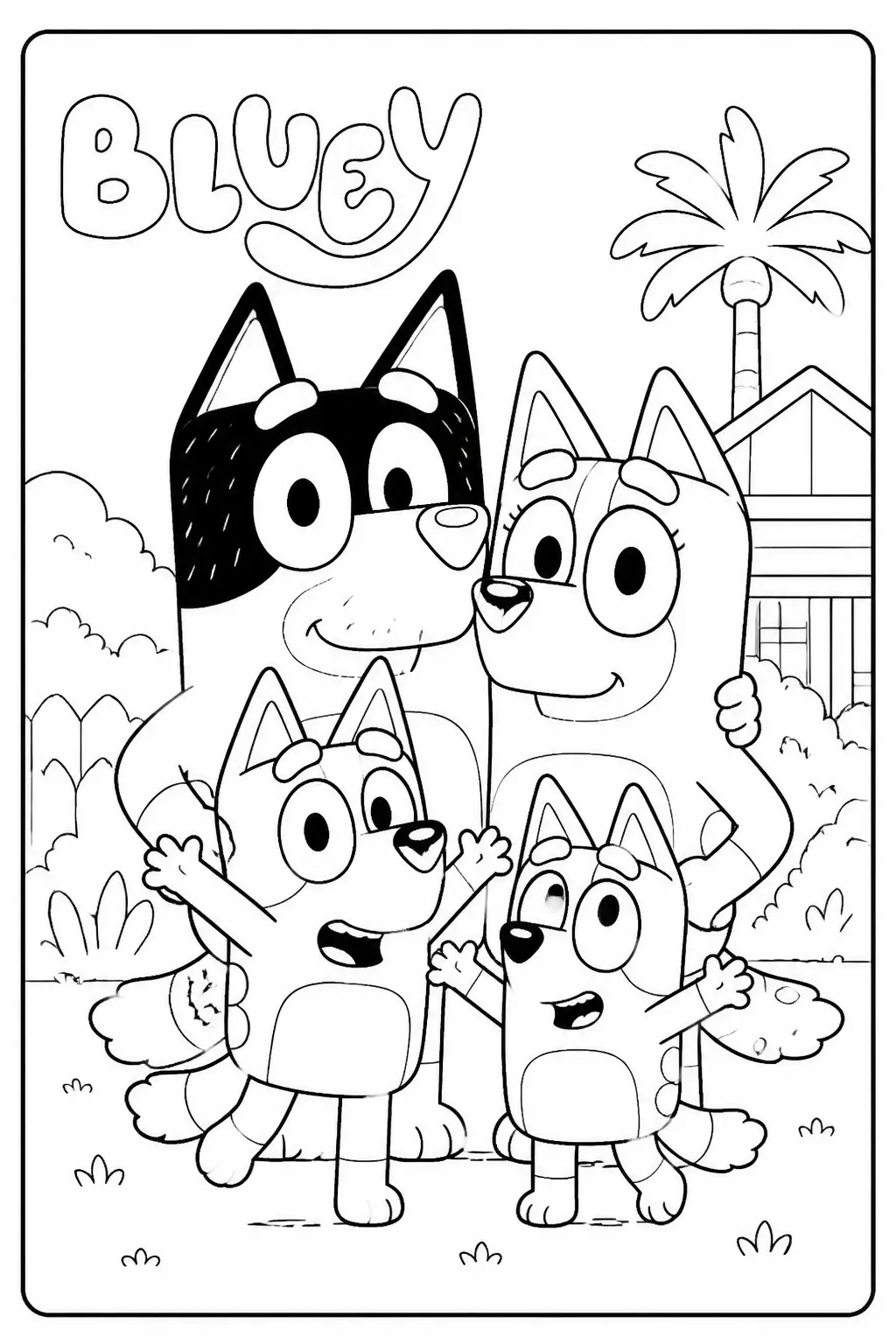 Desenho de Bluey e sua Família para Colorir