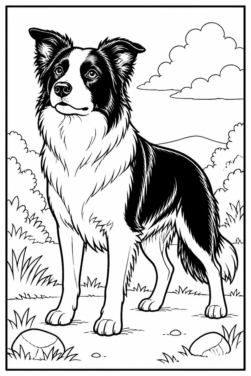 Desenho de Cachorro Border Collie para Colorir