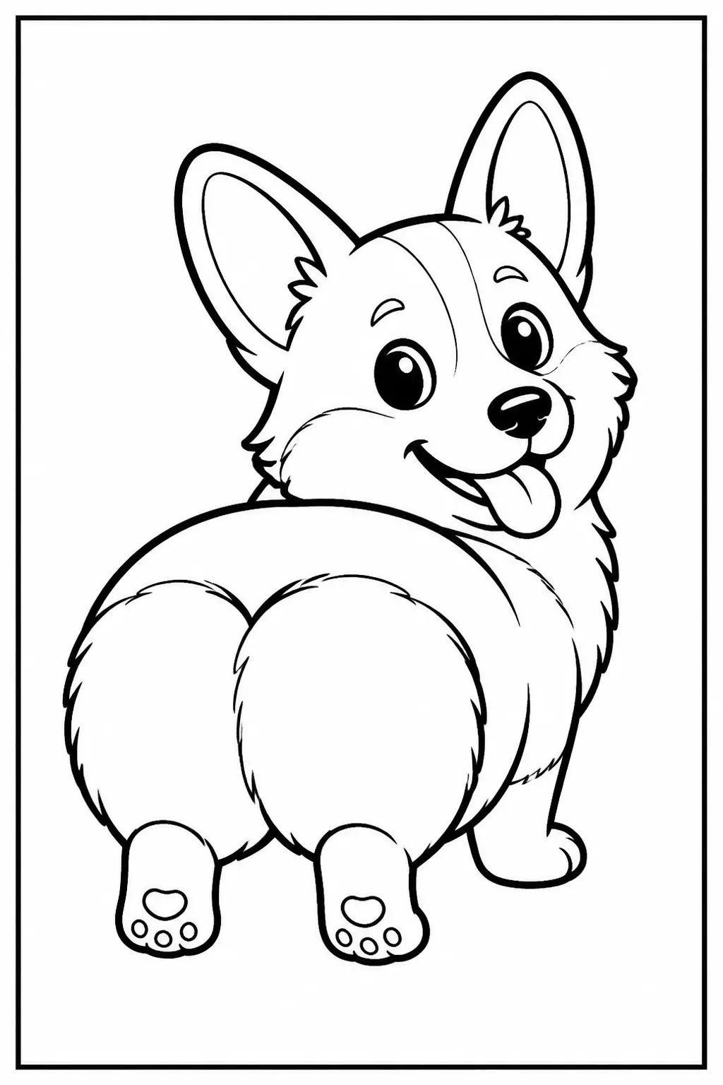 Desenho de Cachorro Corgi para Colorir