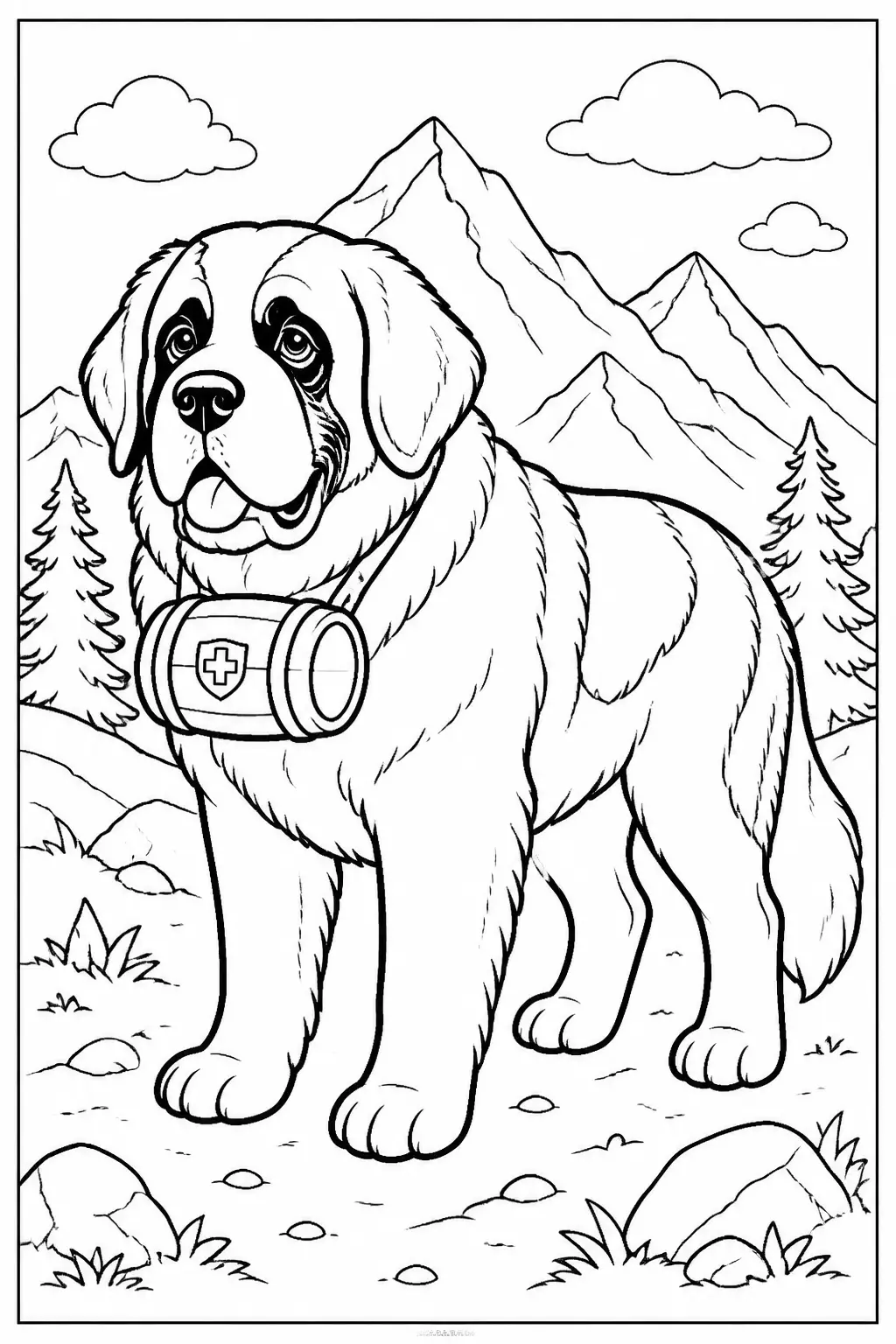Desenho de Cachorro São Bernardo para Colorir