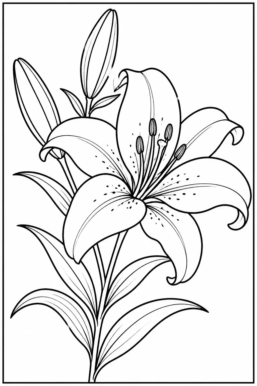 Desenho de Flor de Lírio Elegante para Colorir