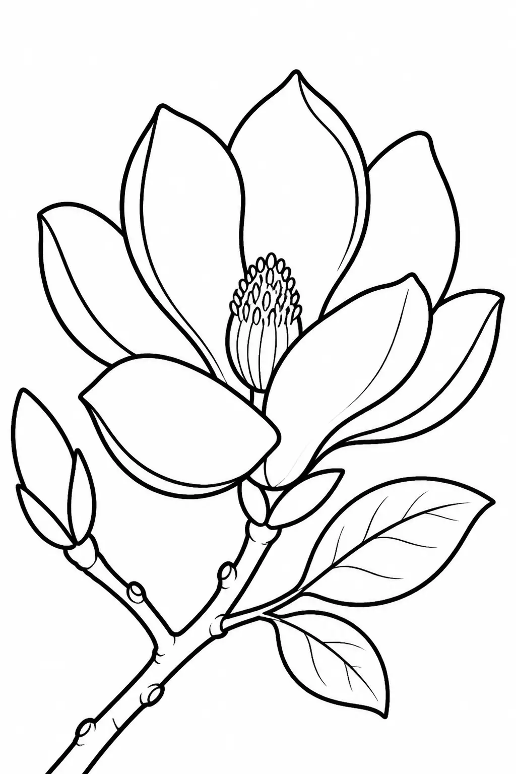 Desenho de Flor de Magnólia Elegante para Colorir